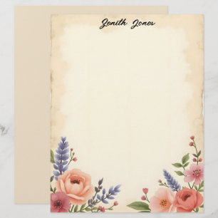 Sweet Pastel Flowers Custom Letterhead