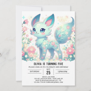Sweet Pastel Fox Digital Birthday Invitation