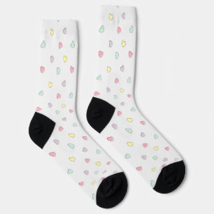 Sweet Pastel Hearts Pattern Socks
