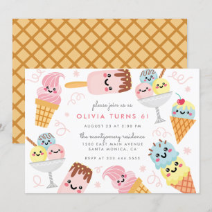 Sweet Pastel Ice-cream Kid's Birthday Party Invitation