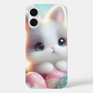 Sweet Pastel Kawaii Kitten Easter Eggs iPhone 16 Case