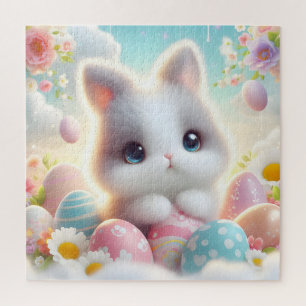 Sweet Pastel Kawaii Kitten Easter Eggs Jigsaw Puzzle