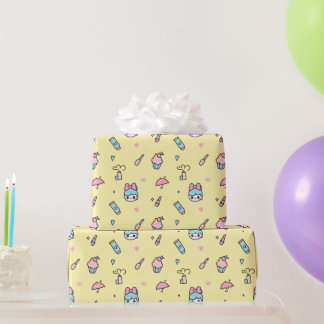 Sweet Pastel Kawaii Yellow Wrapping Paper