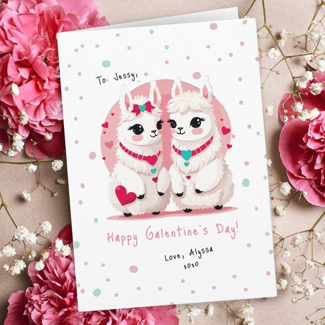 Sweet Pastel Llama Pun BFF Galentine's Day Card (Sweet Pastel Llama Pun BFF Galentine's Day Card )