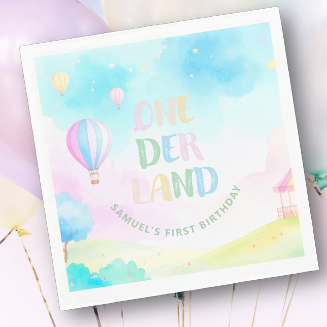 Sweet pastel onederland watercolor 1st Birthday Napkin (Creator Uploaded)