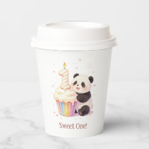Sweet Pastel Panda Baby 1st Birthday Paper Cups