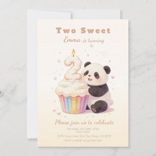 Sweet Pastel Panda Baby 2nd Birthday Invitation