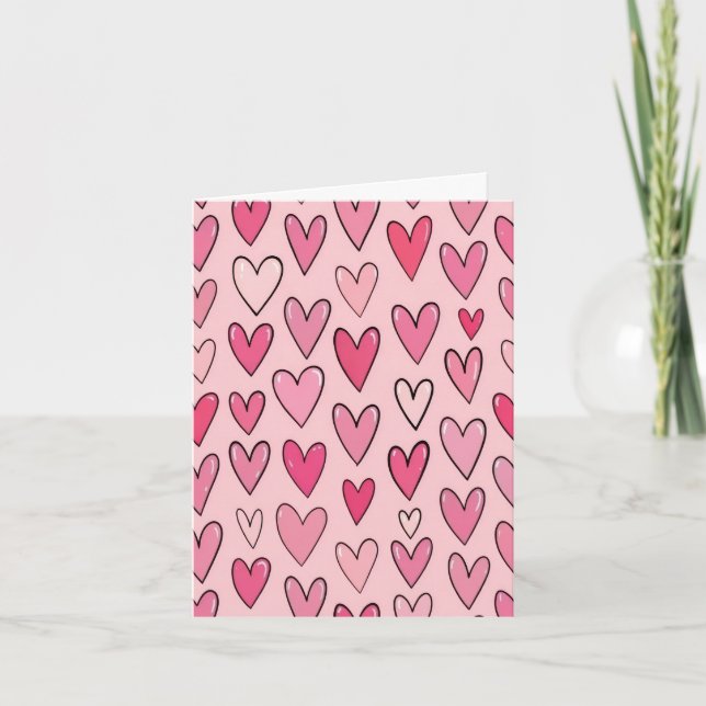 Sweet Pastel Pink Hearts Valentine's Day Card (Front)