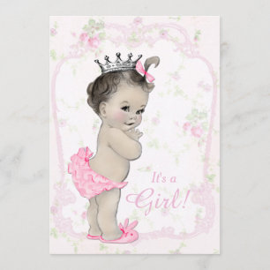 Sweet Pastel Pink Shab Chic Baby Shower Invitation