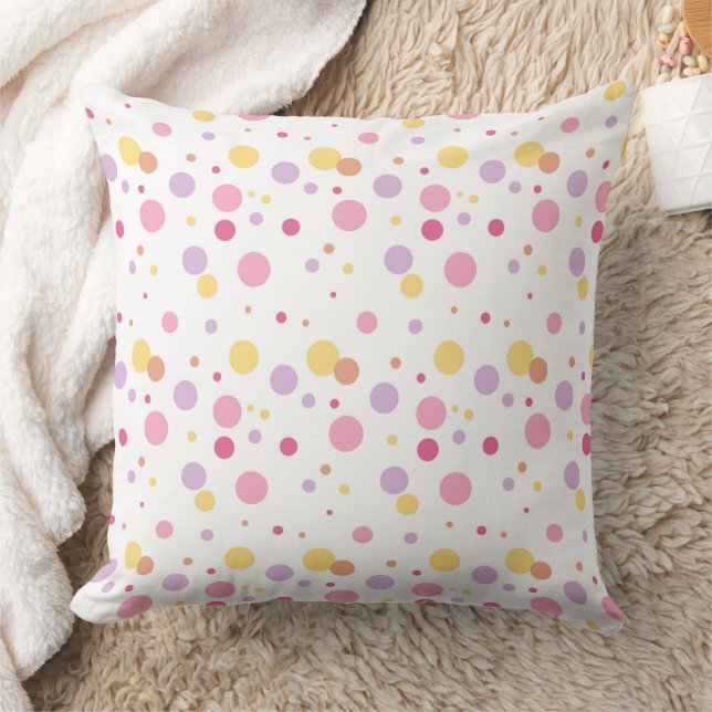 Sweet Pastel Polka Dot Pattern Cushion (Blanket)