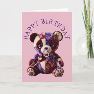 Sweet patchwork snuggle Bear Card