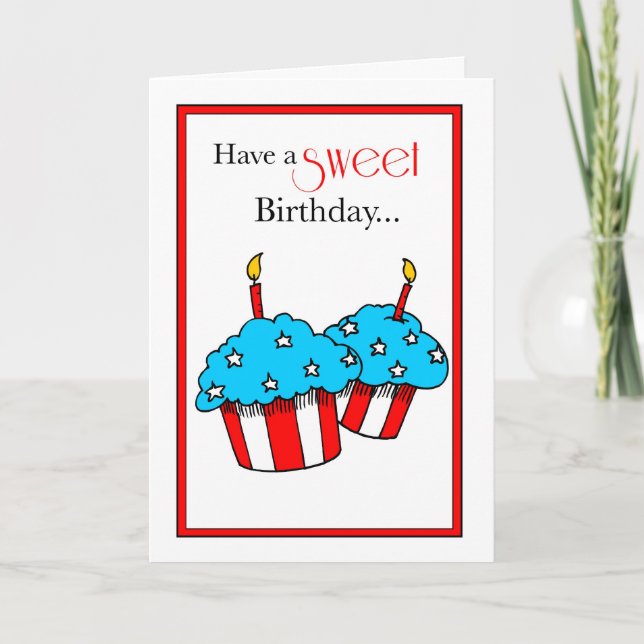 Sweet Patriotic Birthday Thank You Card (Front)