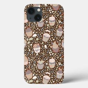 Sweet  pattern made of tasty cupcakes iPhone 13 case