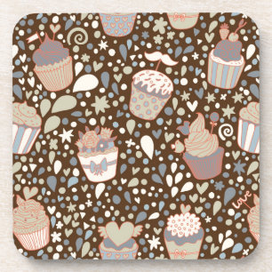Sweet pattern made of tasty cupcakes coaster