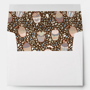 Sweet  pattern made of tasty cupcakes envelopes