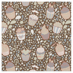 Sweet  pattern made of tasty cupcakes fabric