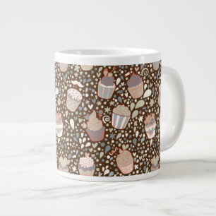 Sweet pattern made of tasty cupcakes large coffee mug