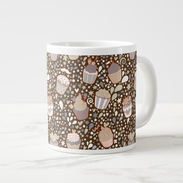 Sweet  pattern made of tasty cupcakes large coffee mug (Front Right)