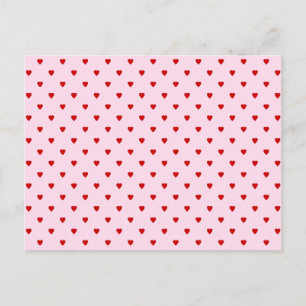 Sweet pattern of red hearts on pink. postcard