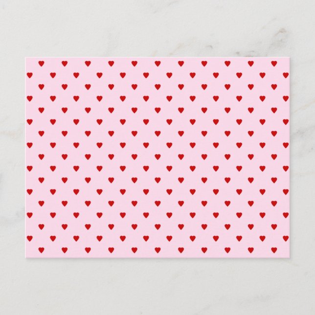 Sweet pattern of red hearts on pink. postcard (Front)