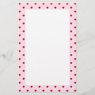 Sweet pattern of red hearts on pink. stationery