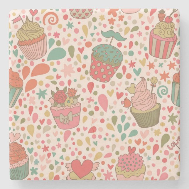 Sweet pattern stone coaster (Front)