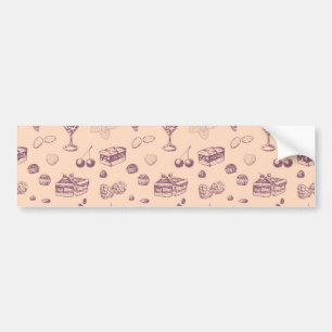 Sweet pattern with various desserts. bumper sticker