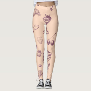Sweet pattern with various desserts. leggings
