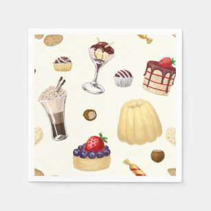 Sweet pattern with various desserts. napkin