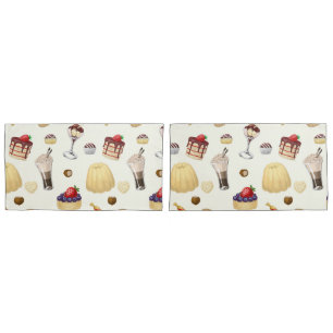 Sweet pattern with various desserts. pillowcase