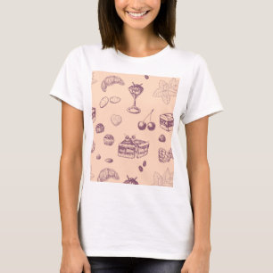 Sweet pattern with various desserts. T-Shirt