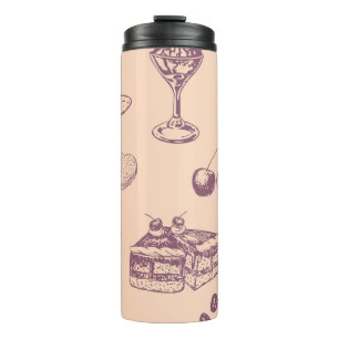 Sweet pattern with various desserts. thermal tumbler