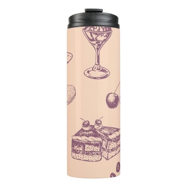 Sweet pattern with various desserts. thermal tumbler (Front)