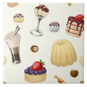 Sweet pattern with various desserts. tile