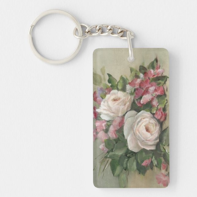 Sweet Pea and Rose Bouquet Key Ring (Front)