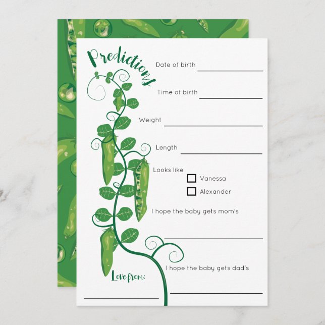 Sweet pea baby baby shower game  invitation (Front/Back)