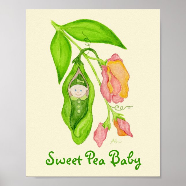 Sweet Pea Baby Girl art print poster (Front)