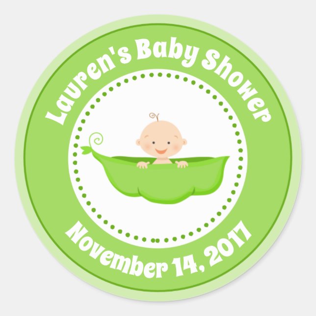 Sweet Pea Baby Shower Favour Tag Sticker (Front)