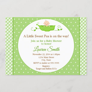 Sweet Pea Baby Shower Invitation Neutral Baby
