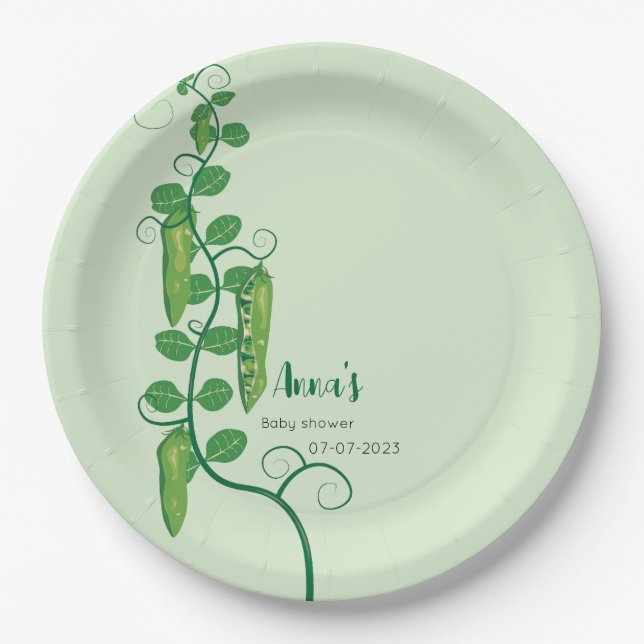 Sweet pea baby shower paper plate (Front)