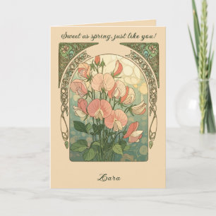 Sweet Pea Birth Month Flower Vines Card