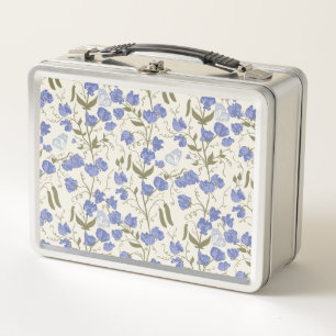Sweet pea Blue and cream Metal Lunch Box