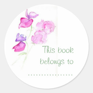 Sweet Pea Bookplate Classic Round Sticker