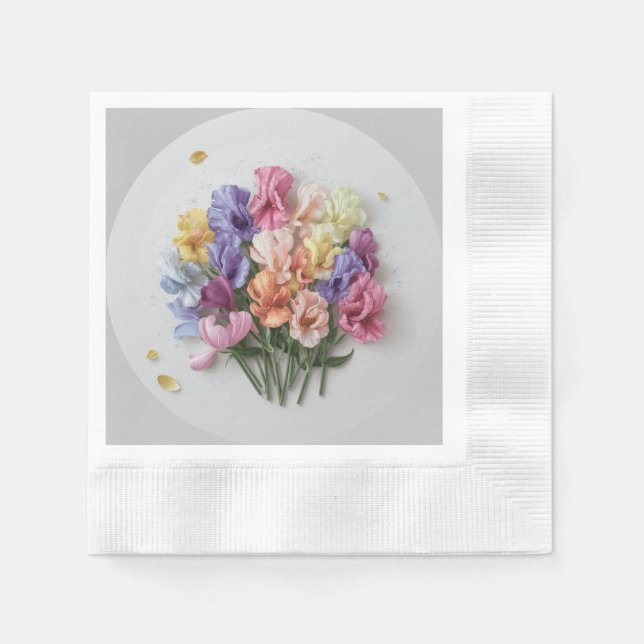 Sweet Pea Botanical Floral Pastel Theme Napkin (Front)