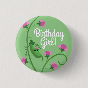 Sweet Pea Cute 1st Birthday Party 3 Cm Round Badge