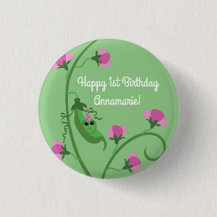 Sweet Pea Cute 1st Birthday Party 3 Cm Round Badge