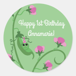 Sweet Pea Cute 1st Birthday Party Classic Round Sticker