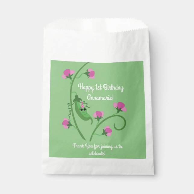 Sweet Pea Cute 1st Birthday Party Favour Bags (Front)