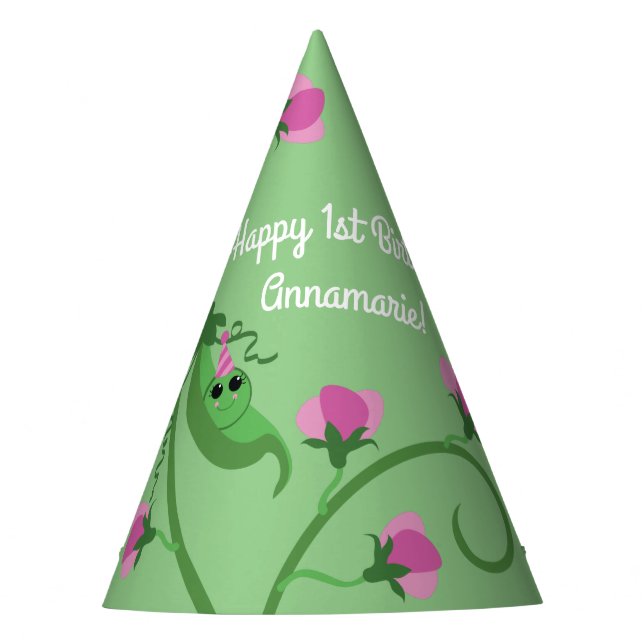 Sweet Pea Cute 1st Birthday Party Hat (Front)