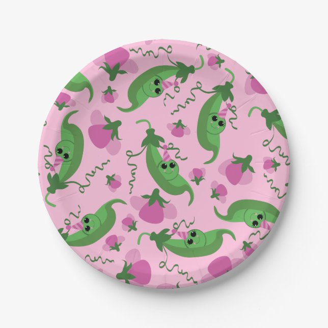 Sweet Pea Cute 1st Birthday Party Paper Plate (Front)